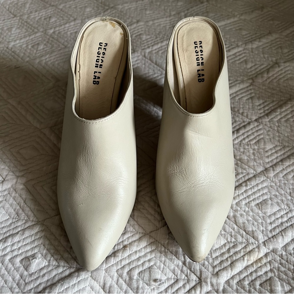 Design Lab Leather Pointed Mule - Off White